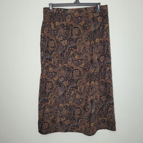 Notations Dresses & Skirts - Vintage y2k notations brown black paisley print midi witchy goblincore skirt 1x